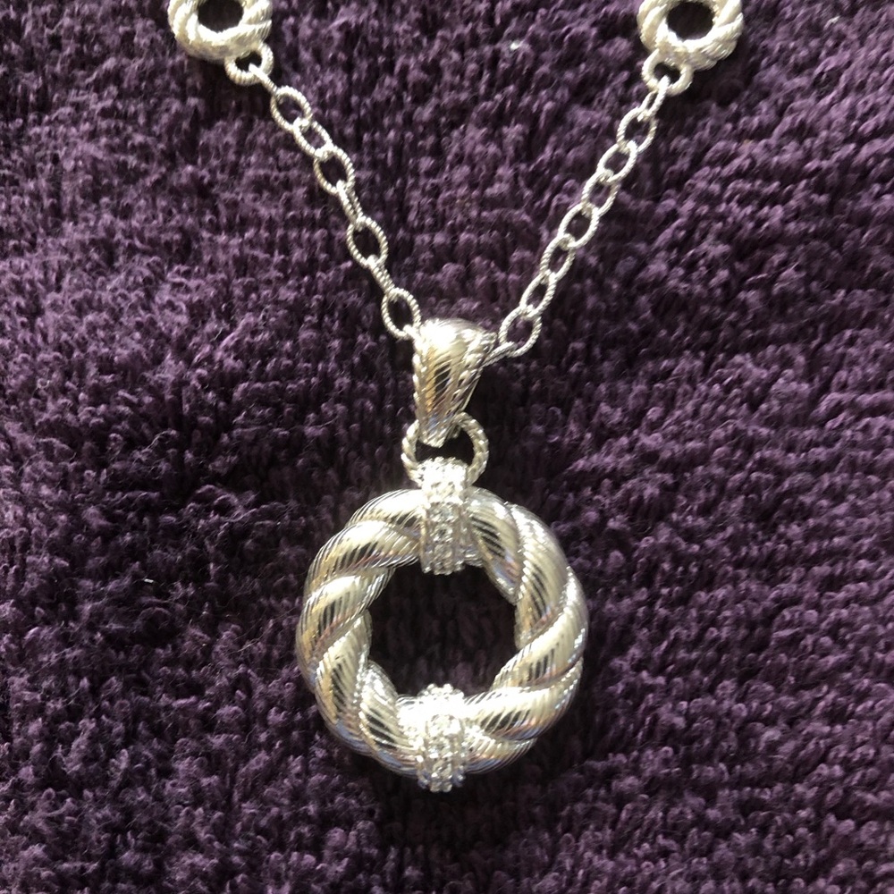 Sterling silver and Diamonique CZ necklace and enhancer by Judith Ripka